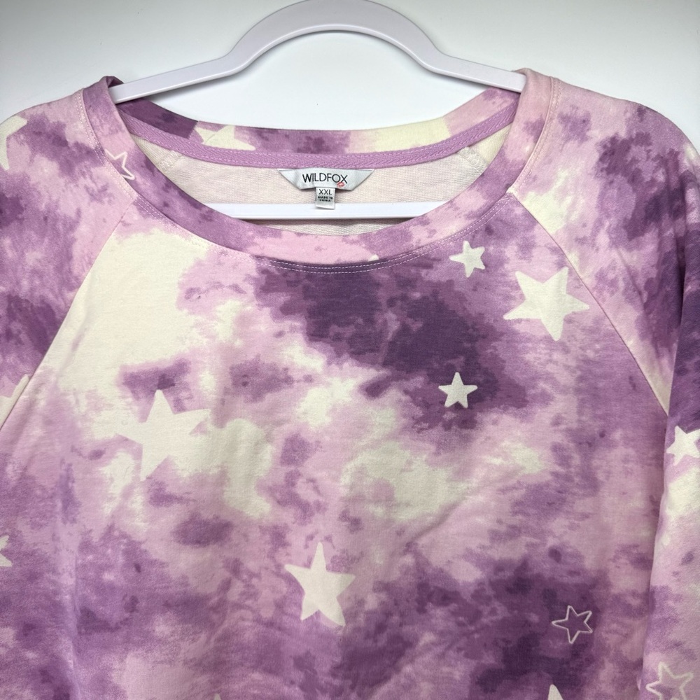 Wildfox Tie Dye Stars Pullover Sweatshirt Purple Size XXL NEW - Picture 3 of 11